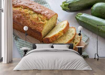 Fresh zucchini bread on a wooden board Wall mural