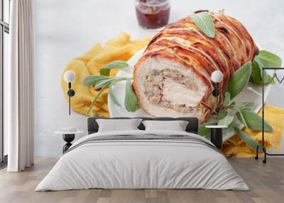 Pork Loin Roll Stuffed with sausage, Apples, Walnuts and Herbs Wall mural