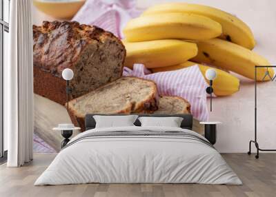 Sliced banana bread with a walnuts nuts Wall mural