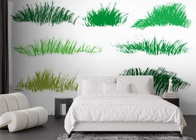 Black abstract different shapes grass or  fur and textured  thick brush textured strokes on imitation transparent background Wall mural