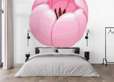 Pink tulip flower bud isolated on white background Wall mural