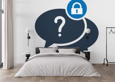 Question icon with padlock sign. Question icon and security, protection, privacy symbol Wall mural