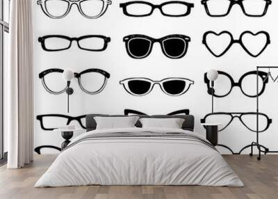 Drawn glasses vector set Wall mural