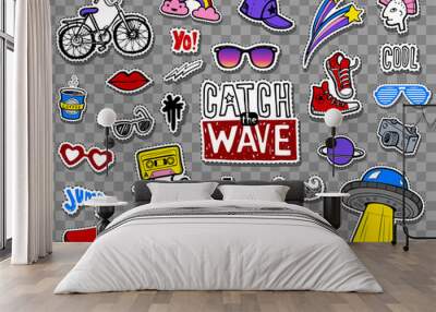 Hipsters cool stickers set Wall mural