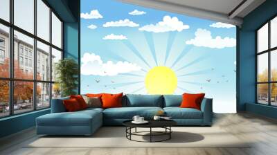 Sun in the cloudy sky Wall mural