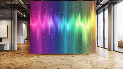 Abstract background with colorful blurred stripes and white sparkle effect. Wall mural