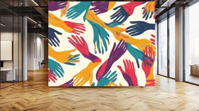 Abstract colorful hand pattern with textured strokes. Wall mural