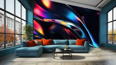 Abstract colorful iridescent background with a smooth, flowing texture. Wall mural