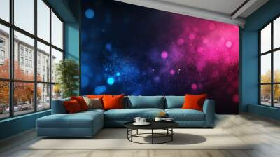 Abstract pink and blue bokeh lights on dark background. Wall mural