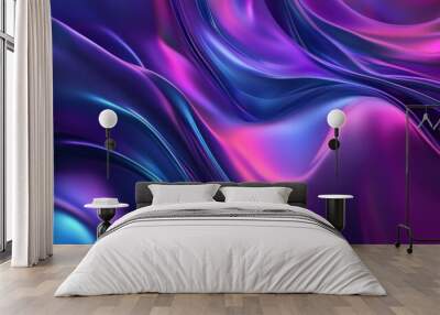 Abstract purple and blue gradient background with flowing lines. Wall mural