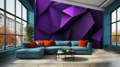 Abstract purple geometric background with 3d polygonal shapes. Wall mural