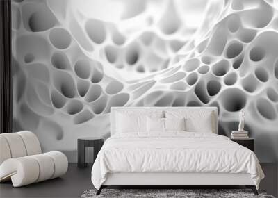 Abstract white textured surface with a pattern of holes and bumps. Wall mural