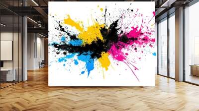 Colorful abstract splatter paint isolated on white background. Wall mural