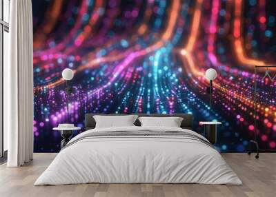 Glowing data streams in a digital matrix Wall mural