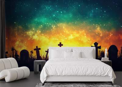 graveyard silhouette halloween Abstract Background Wall mural