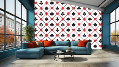 Playing card suits signs seamless pattern background for Business presentation Wall mural