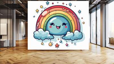 Rainbow hand-drawn comic illustration. Rainbow. Vector doodle style cartoon illustration. generative ai Wall mural