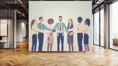 A group of diverse business professionals meeting together in an office setting collaborating and working as a team to achieve their corporate goals and objectives Wall mural