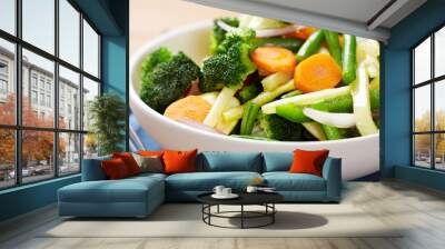 Stir-fried  vegetables on a plate Wall mural