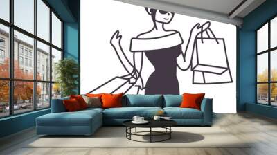 woman with shopping bags icon Wall mural