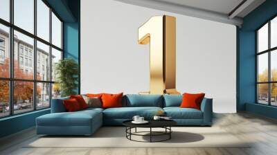 A shiny gold number one symbolizing achievement and success, ideal for awards or milestones. Wall mural