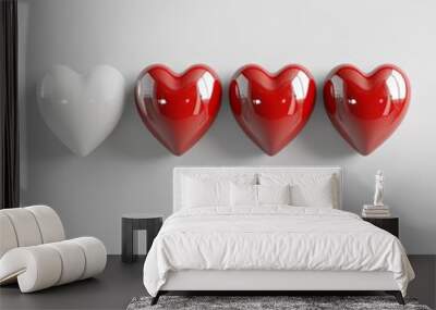 Heart decorations, white isolate background Wall mural