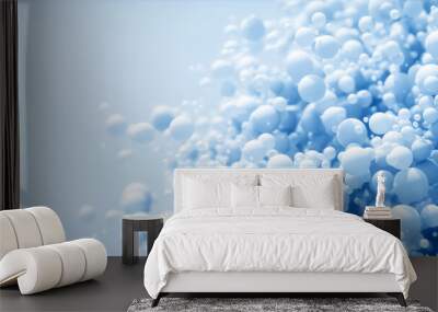 Abstract background of 3d spheres. Modern plastic pastel bubbles. Concept of science physics nano rendering glossy balls Wall mural