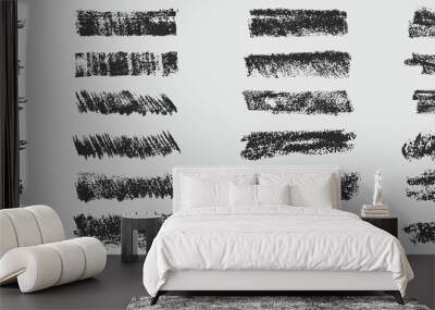 collection of black rough crayon, chalk, charcoal or crayon stroke lines in vector Wall mural