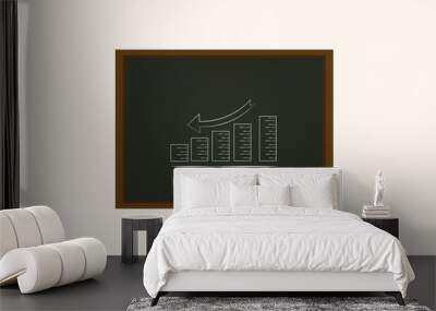 Growth vector diagram with arrows in hand drawn on blackboard Wall mural