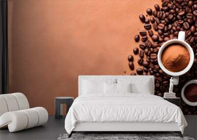 coffee beans on a wooden background Wall mural