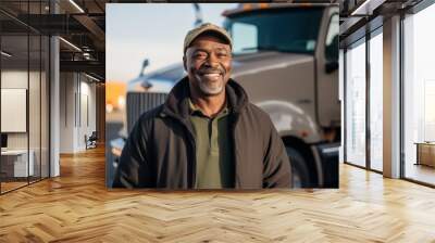 Portrait of a middle aged male truck driver Wall mural