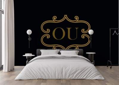 Initial letter OU logo luxury vector mark, gold color elegant classical  Wall mural