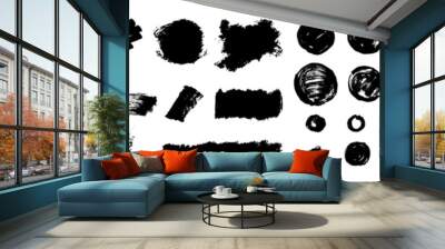 Grungy vector Lines, circles, smears, spirals, waves, brush strokes. Hand-drawn brushstroke textures on transparent background. Set of punk style messy hand drawn scratch scribble elements Wall mural