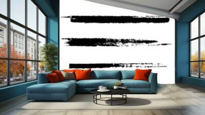 Straight line vector Asian ink brush strokes. Black hand drawn stripes, smears. Chinese, Japanese or  Korean calligraphy brushstrokes set. Rough grunge thick paint line texture. Vector sketch lines Wall mural