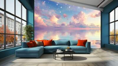 A beautiful sky with clouds and stars Wall mural