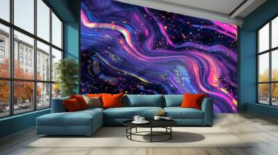 A colorful swirl of glittery paint with a purple and gold hue Wall mural