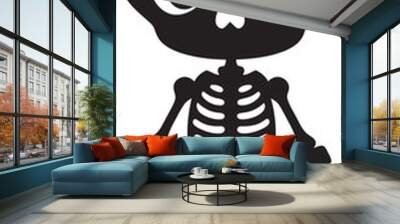 Adorable Bone Charm Cute Design Energetic Skeletal Mascot Black Logo Wall mural