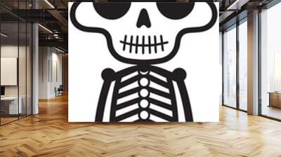 Cartoonish Bone Formation Black Logo Lovable Skeleton Charm Full Body Wall mural