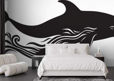 Cresting Currents Iconic Whale Symbol Maritime Melody Vector Logo with Whale Icon Wall mural