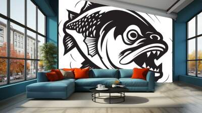 Dark Depths Black Fish Logo Vector Nightmare Navigator Feared Mascot Vector Graphics Wall mural