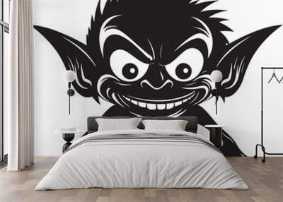 Goblin Giggles Cartoon Midget Icon Fun Size Fantasy Black Goblin Logo Wall mural