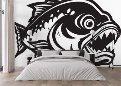 Oceanic Elegance Black Tropical Fish Icon Tropical Harmony Vector Iconic Fish Design Wall mural