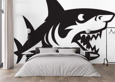 Sharks Menace Unveiled Logo Vector Design Fearsome Fin Fury Revealed Iconic Emblem Icon Wall mural