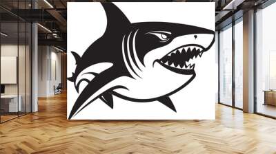 Sharks Menace Unveiled Logo Vector Design Fearsome Fin Fury Revealed Iconic Emblem Icon Wall mural