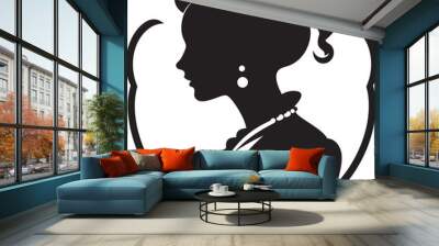 Silent Symmetry Sophisticated Black Woman Face Icon Mystic Moments Contemporary Abstract Woman Face Graphic Wall mural