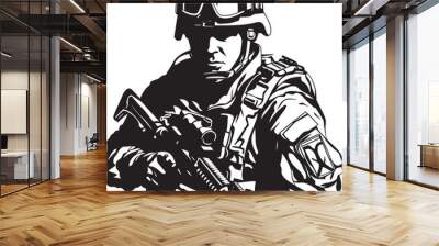 Striker Sentinel Combat Soldier Icon in Black Warrior Whispers Tactical Soldier Vector Insignia Wall mural