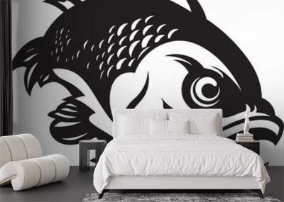 TerrorFins Black Vector Fish Design Vector Dread Fearful Fish Logo Icon Wall mural