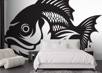 Vector Dread Fearful Fish Logo Icon Phantom Predator Black Mascot Logo Graphics Wall mural