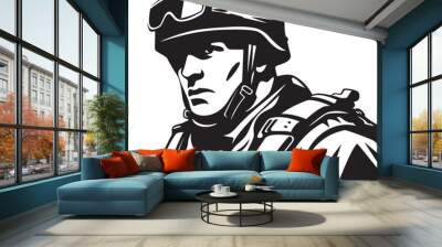 Warrior Whispers Black Logo for Elite Soldiers Stealth Sentinel Vector Black Insignia for Soldiers Wall mural