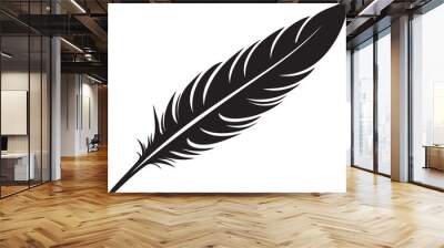 Winged Whispers Aerial Plume Icon Ethereal Essence Floating Feather Symbol Wall mural